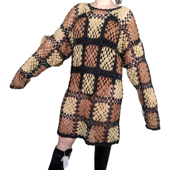 The Icing Granny Square Crocheted Sweater Dress - Picture 7 of 7